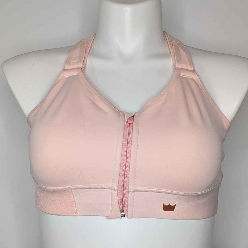 SHEFIT Light Pink Front-Zip Adjustable Sports Bra